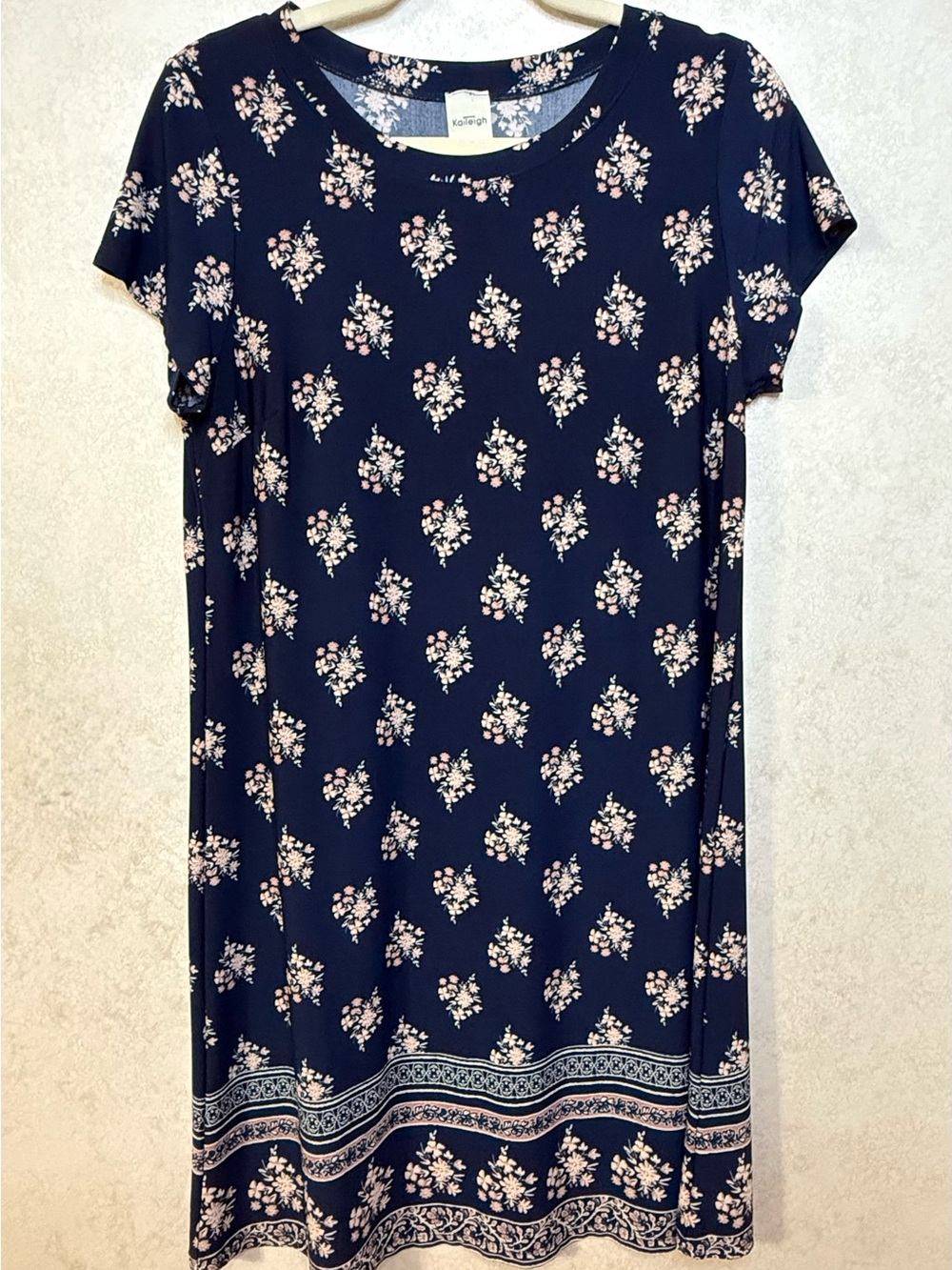 Navy Floral Short Sleeve Dress